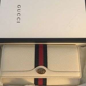 Authentic Gucci Ophidia White on Leather Continental Wallet Purse - $980